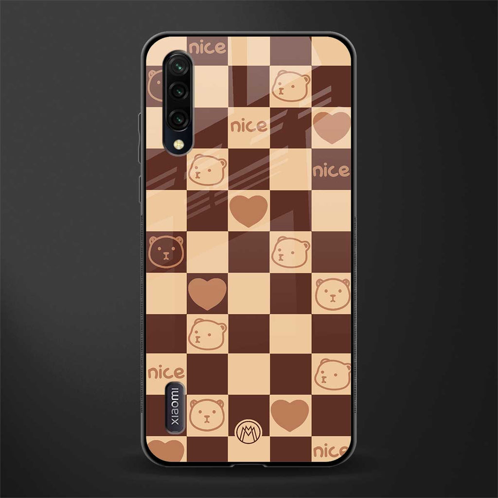aesthetic bear pattern brown edition glass case for mi a3 redmi a3 image