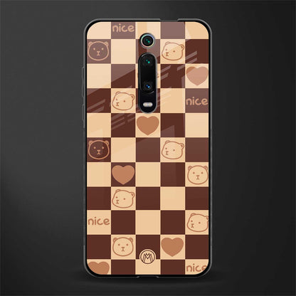 aesthetic bear pattern brown edition glass case for redmi k20 image
