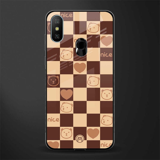 aesthetic bear pattern brown edition glass case for redmi 6 pro image