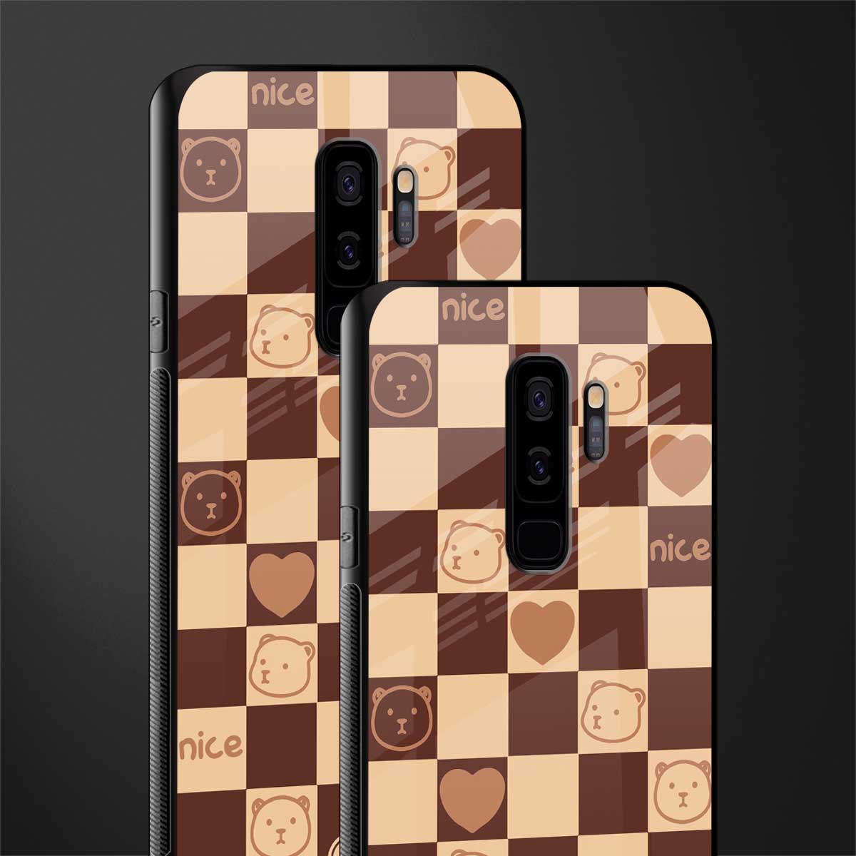 aesthetic bear pattern brown edition glass case for samsung galaxy s9 plus image-2