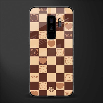 aesthetic bear pattern brown edition glass case for samsung galaxy s9 plus image