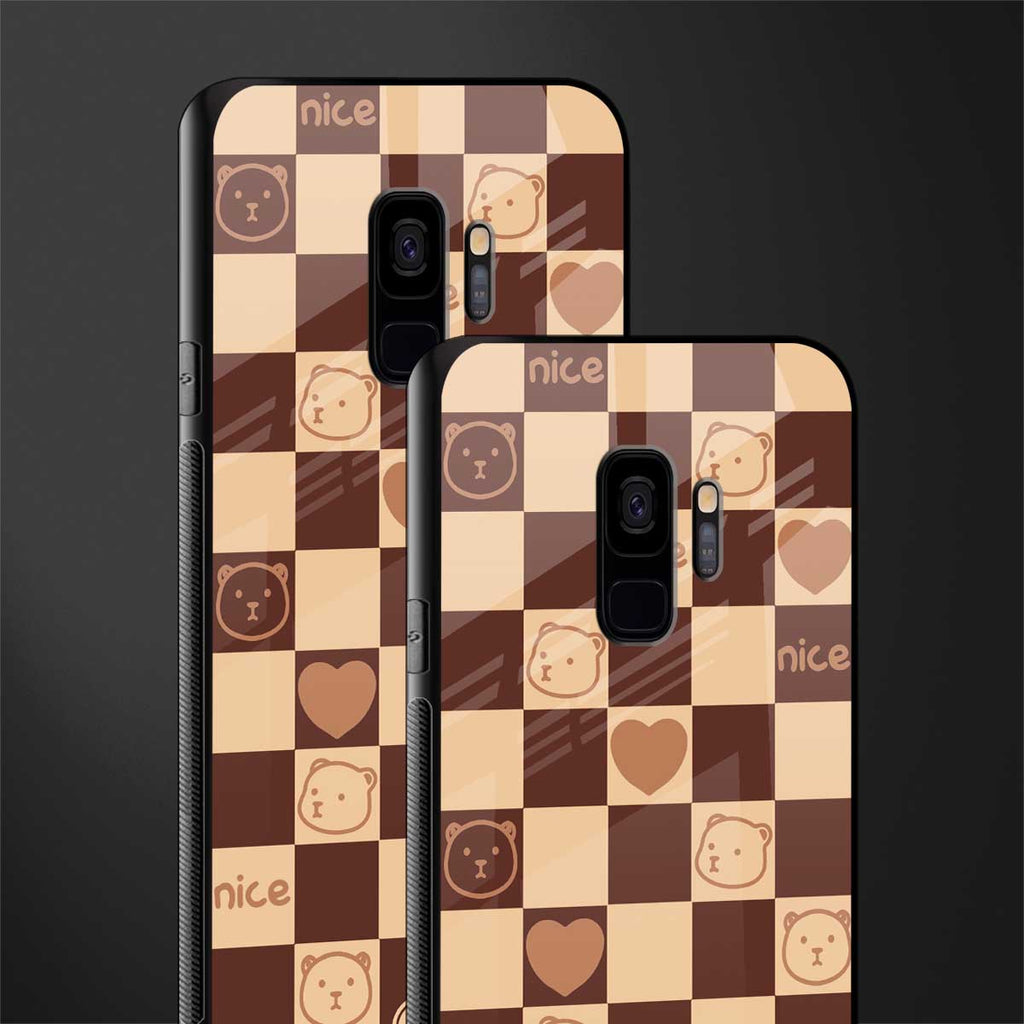 aesthetic bear pattern brown edition glass case for samsung galaxy s9 image-2