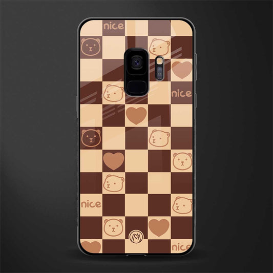 aesthetic bear pattern brown edition glass case for samsung galaxy s9 image