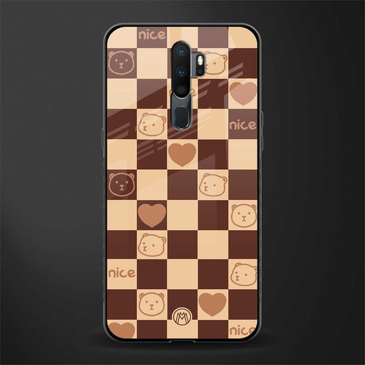 aesthetic bear pattern brown edition glass case for oppo a5 2020 image