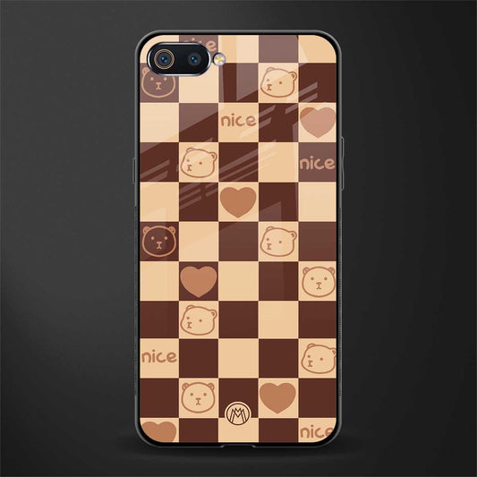 aesthetic bear pattern brown edition glass case for oppo a1k image
