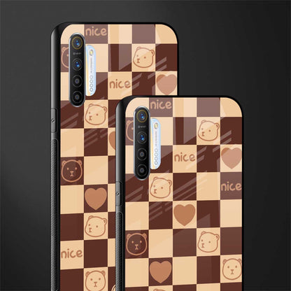 aesthetic bear pattern brown edition glass case for realme x2 image-2
