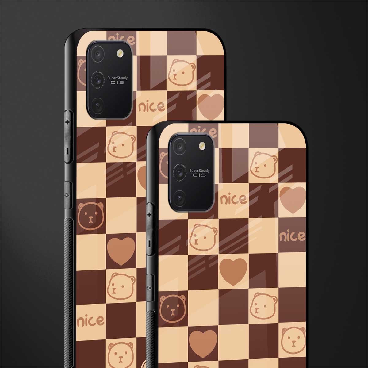 aesthetic bear pattern brown edition glass case for samsung galaxy s10 lite image-2