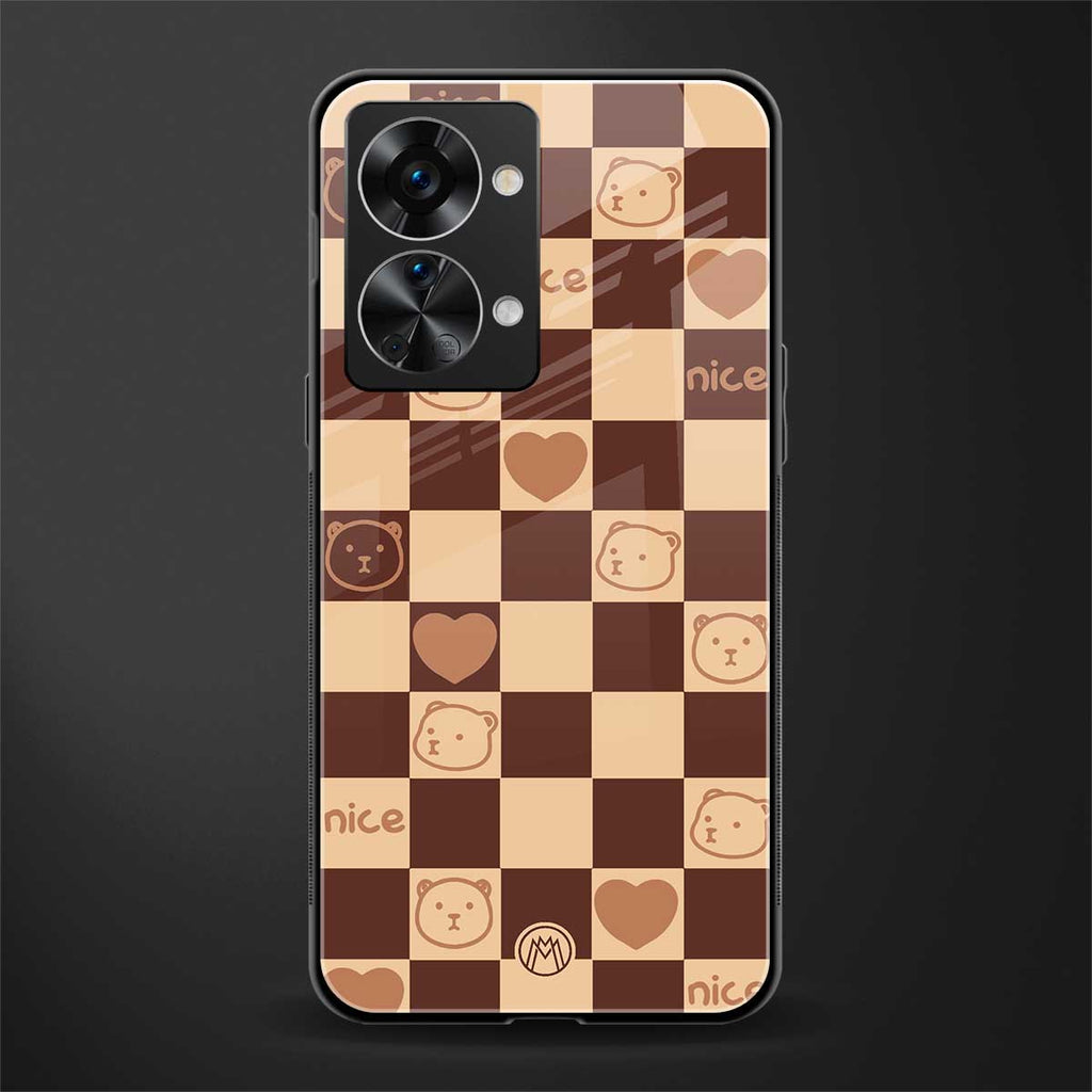 aesthetic bear pattern brown edition glass case for phone case | glass case for oneplus nord 2t 5g