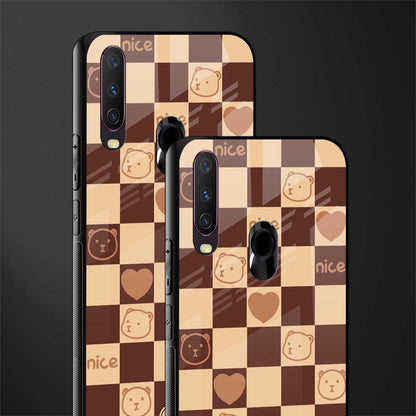 aesthetic bear pattern brown edition glass case for vivo y12 image-2