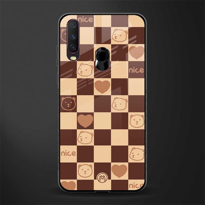 aesthetic bear pattern brown edition glass case for vivo y12 image