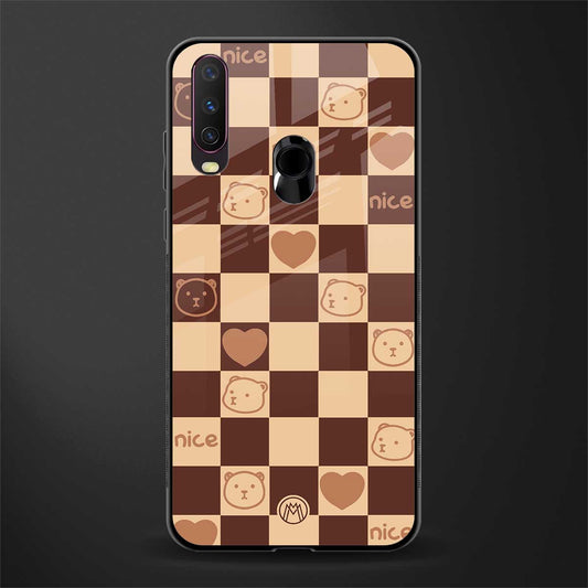 aesthetic bear pattern brown edition glass case for vivo y12 image