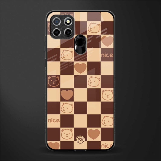 aesthetic bear pattern brown edition glass case for realme narzo 20 image