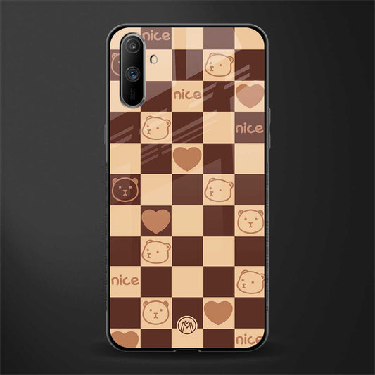 aesthetic bear pattern brown edition glass case for realme c3 image
