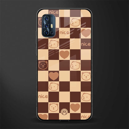 aesthetic bear pattern brown edition glass case for vivo v17 image