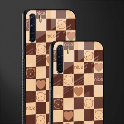 aesthetic bear pattern brown edition glass case for oppo f15 image-2