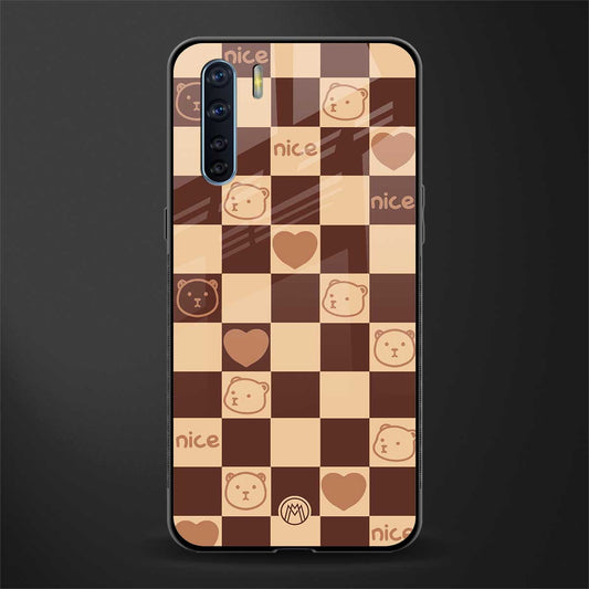 aesthetic bear pattern brown edition glass case for oppo f15 image