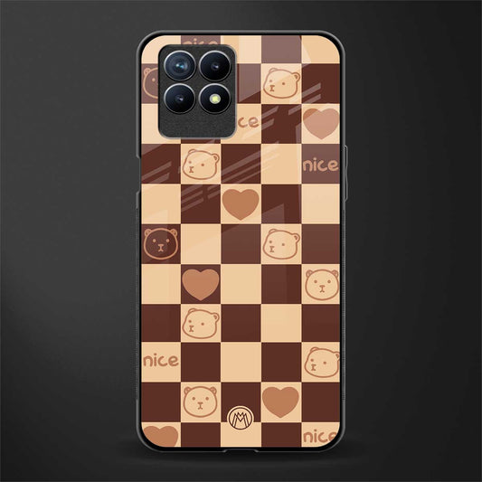 aesthetic bear pattern brown edition glass case for realme narzo 50 image