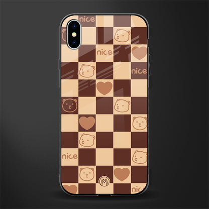 aesthetic bear pattern brown edition glass case for iphone xs max image