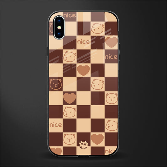 aesthetic bear pattern brown edition glass case for iphone xs max image