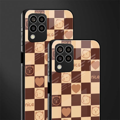 aesthetic bear pattern brown edition back phone cover | glass case for samsung galaxy m33 5g
