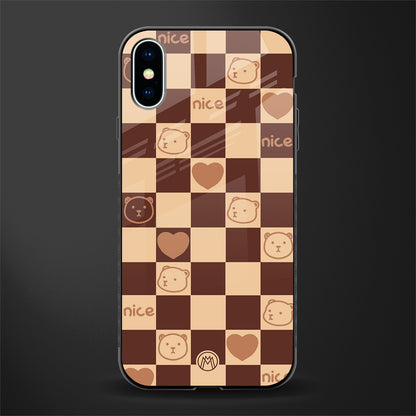 aesthetic bear pattern brown edition glass case for iphone x image