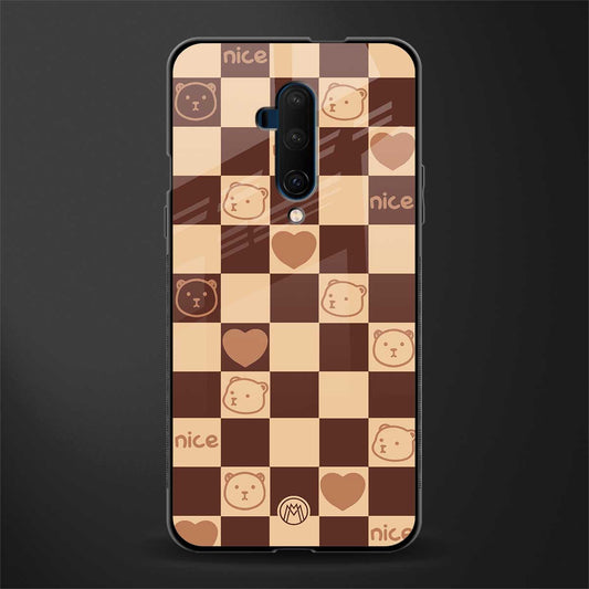 aesthetic bear pattern brown edition glass case for oneplus 7t pro image