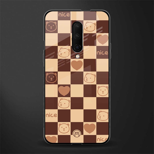 aesthetic bear pattern brown edition glass case for oneplus 7 pro image