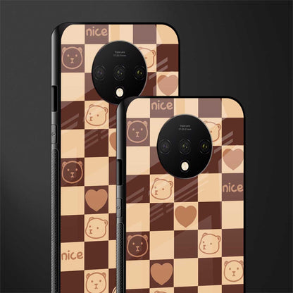 aesthetic bear pattern brown edition glass case for oneplus 7t image-2
