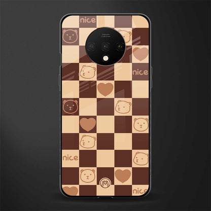 aesthetic bear pattern brown edition glass case for oneplus 7t image