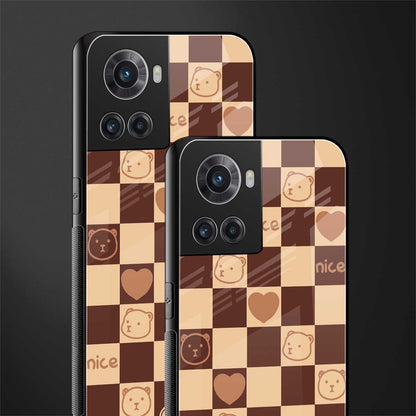 aesthetic bear pattern brown edition back phone cover | glass case for oneplus 10r 5g
