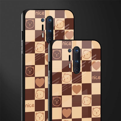 aesthetic bear pattern brown edition glass case for oneplus 8 pro image-2