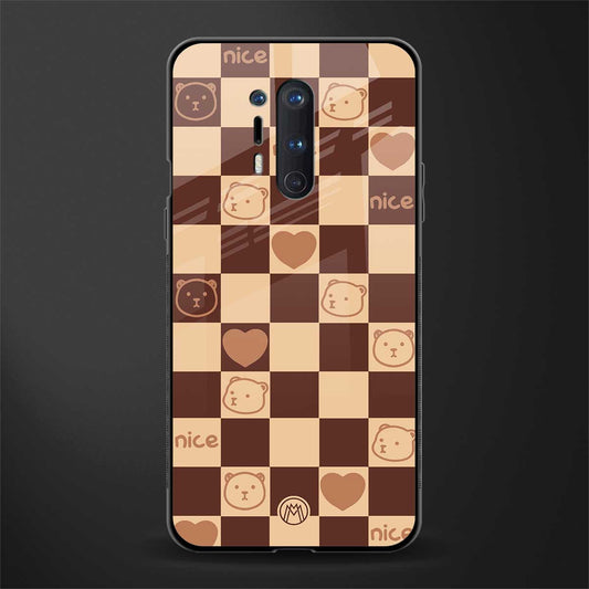 aesthetic bear pattern brown edition glass case for oneplus 8 pro image