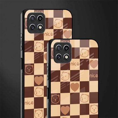 aesthetic bear pattern brown edition back phone cover | glass case for samsung galaxy f42