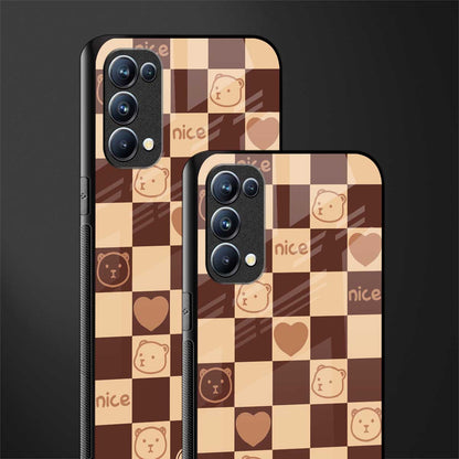 aesthetic bear pattern brown edition back phone cover | glass case for oppo reno 5