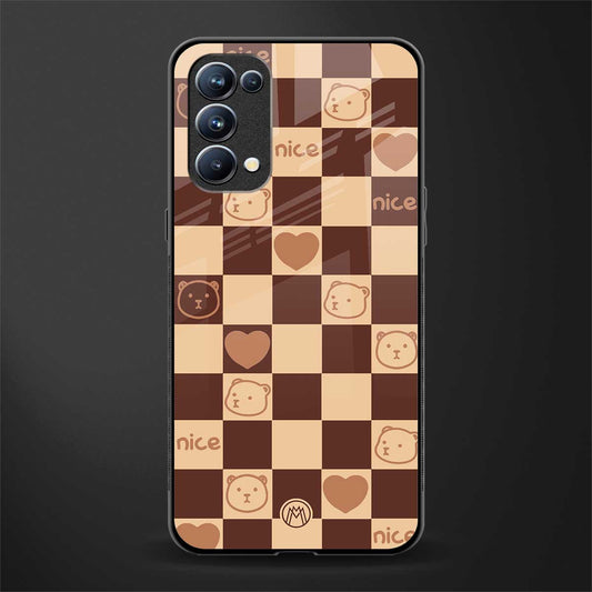aesthetic bear pattern brown edition back phone cover | glass case for oppo reno 5