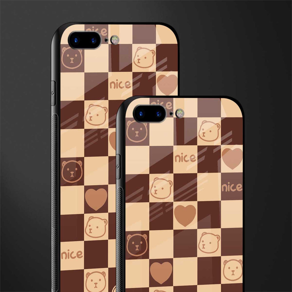 aesthetic bear pattern brown edition glass case for iphone 8 plus image-2