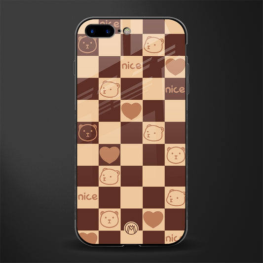aesthetic bear pattern brown edition glass case for iphone 7 plus image