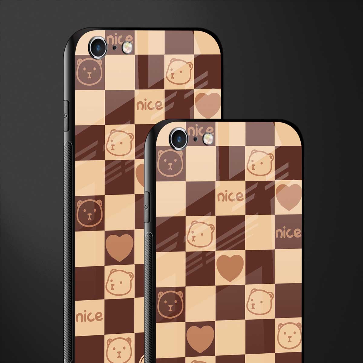 aesthetic bear pattern brown edition glass case for iphone 6 plus image-2