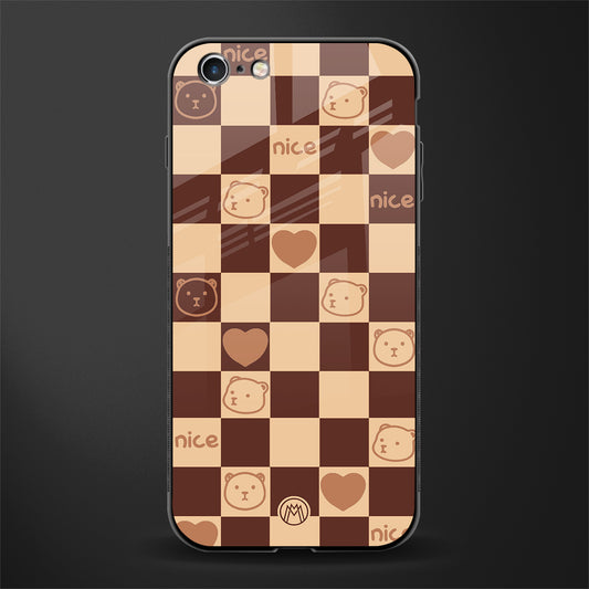 aesthetic bear pattern brown edition glass case for iphone 6 plus image