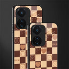 aesthetic bear pattern brown edition back phone cover | glass case for vivo t1 44w 4g