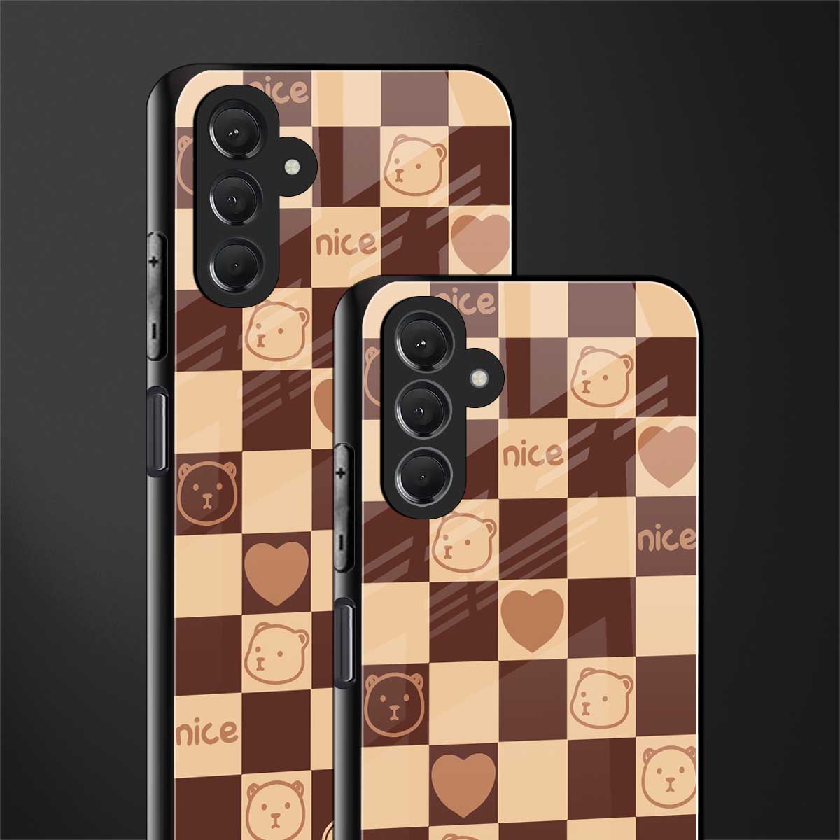 aesthetic bear pattern brown edition back phone cover | glass case for samsun galaxy a24 4g
