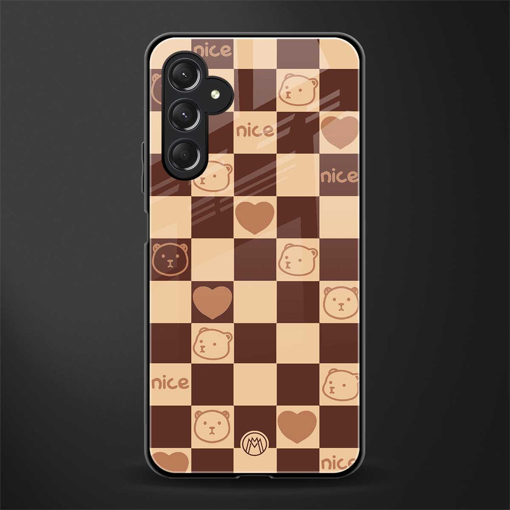 aesthetic bear pattern brown edition back phone cover | glass case for samsun galaxy a24 4g
