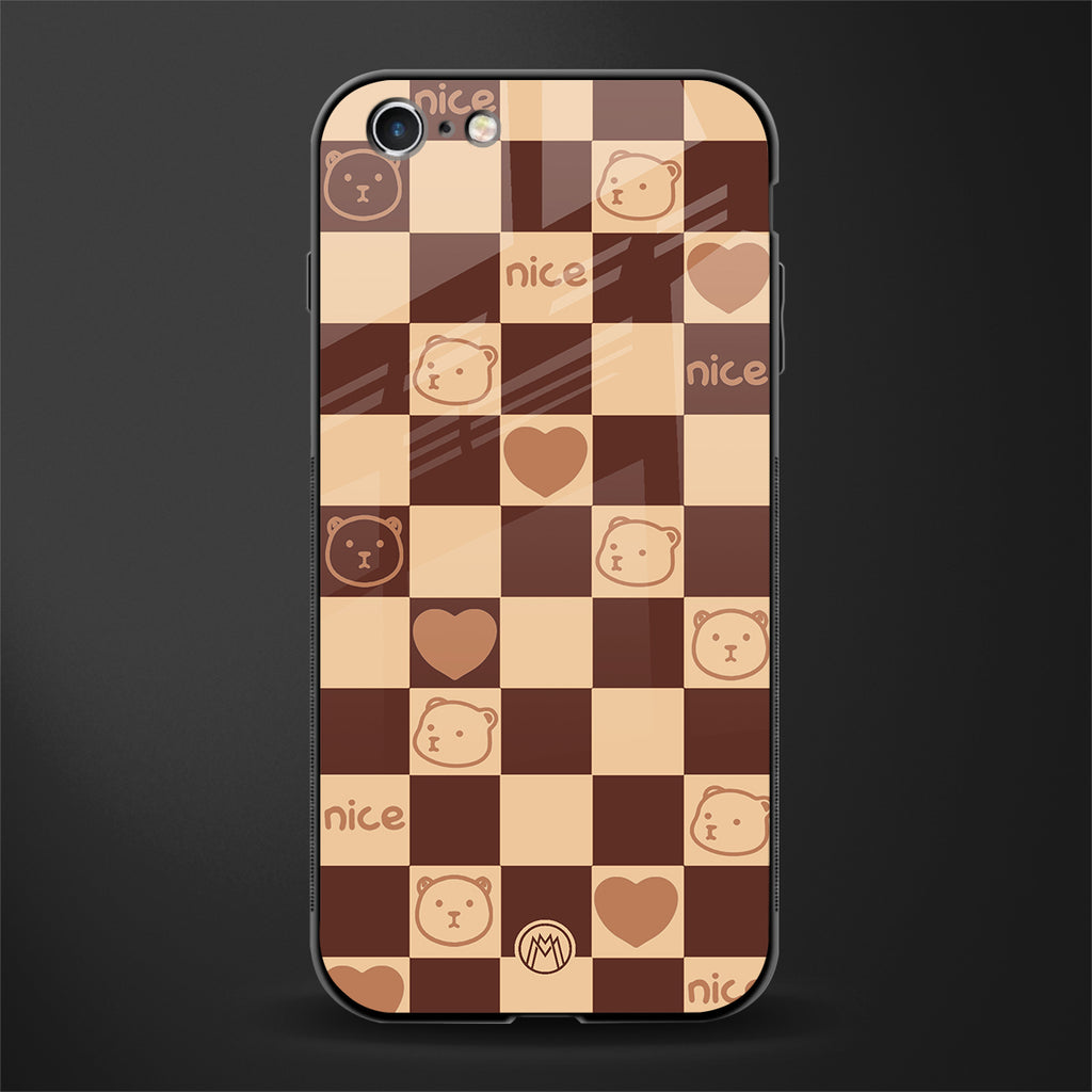 aesthetic bear pattern brown edition glass case for iphone 6s image