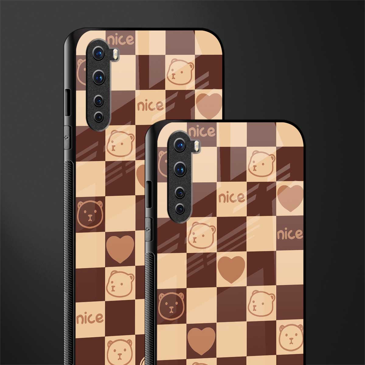 aesthetic bear pattern brown edition glass case for oneplus nord ac2001 image-2