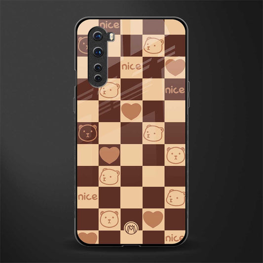 aesthetic bear pattern brown edition glass case for oneplus nord ac2001 image