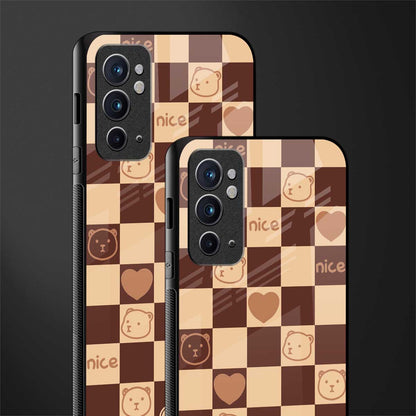 aesthetic bear pattern brown edition glass case for oneplus 9rt image-2