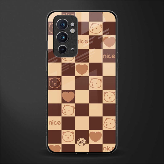 aesthetic bear pattern brown edition glass case for oneplus 9rt image