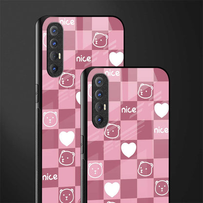 aesthetic bear pattern pink edition glass case for oppo reno 3 pro image-2