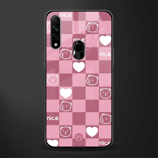 aesthetic bear pattern pink edition glass case for oppo a31 image