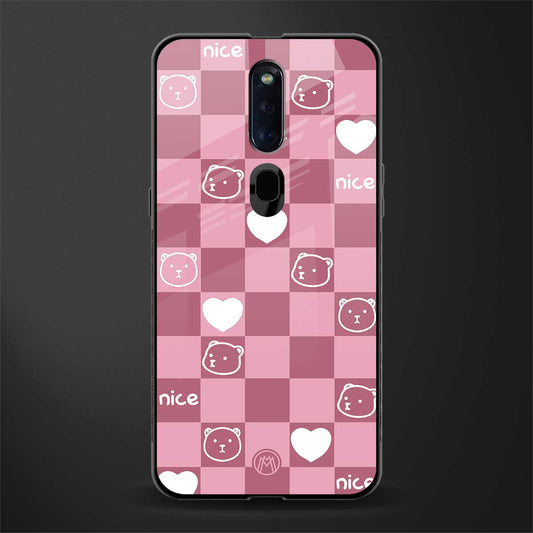aesthetic bear pattern pink edition glass case for oppo f11 pro image